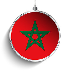 Image showing Merry Christmas Silver Ball with Flag Morocco