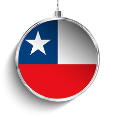 Image showing Merry Christmas Silver Ball with Flag Chile