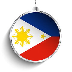 Image showing Merry Christmas Silver Ball with Flag Philippines