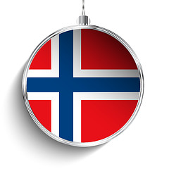 Image showing Merry Christmas Silver Ball with Flag Norway