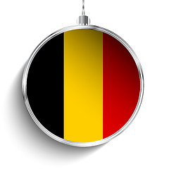 Image showing Merry Christmas Silver Ball with Flag Belgium