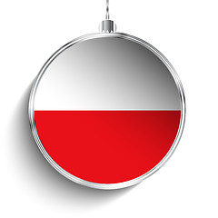 Image showing Merry Christmas Silver Ball with Flag Poland