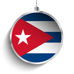 Image showing Merry Christmas Silver Ball with Flag Cuba