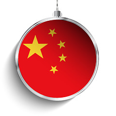 Image showing Merry Christmas Silver Ball with Flag China