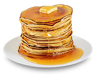 Image showing Pancakes with butter and syrup.