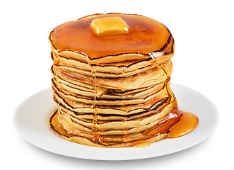 Image showing Pancakes with butter and syrup.