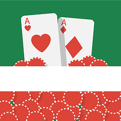 Image showing Vector poker background with playing cards and chips