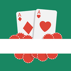 Image showing Vector poker background with playing cards and chips