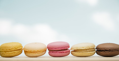 Image showing Colorful macaroons, French pastry