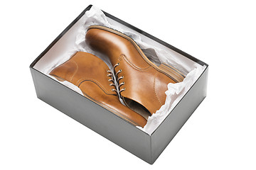 Image showing new brown shoes in box