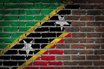 Image showing Brick wall texture with flag