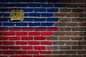 Image showing Brick wall texture with flag