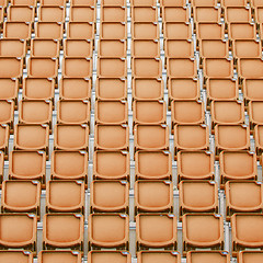 Image showing Orange seat in sport stadium