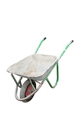 Image showing isolated old dirty wheelbarrow