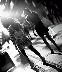 Image showing Beautiful women walking down street