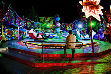 Image showing Funfair at night