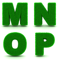 Image showing Letters M, N, O, P of 3d Green Grass - Set.