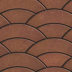 Image showing Brown Paving Slabs Laid as Semicircle.