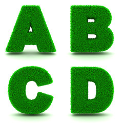 Image showing Letters A, B, C, D of 3d Green Grass - Set.