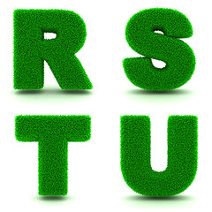 Image showing Letters R, S, T, U of 3d Green Grass - Set.