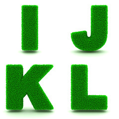 Image showing Letters I, J, K, L of 3d Green Grass - Set.