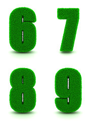Image showing Digits 6, 7, 8, 9 of 3d Green Grass - Set.