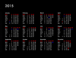 Image showing Calendar 2015