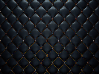 Image showing Black leather pattern with diamonds and golden wire