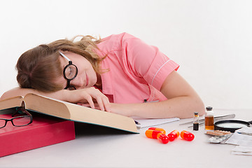 Image showing Medical student fell asleep in class