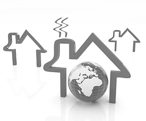 Image showing earth and icon house on white background 