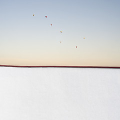 Image showing Hot-air balloons in the blue sky