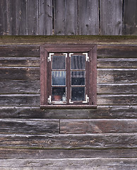 Image showing Old wooden wall with window