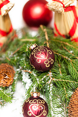 Image showing Christmas background with baubles and craft