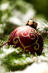Image showing Christmas background with baubles and craft