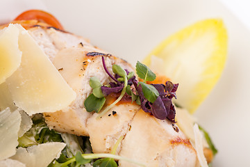 Image showing tasty fresh caesar salad with grilled chicken and parmesan 