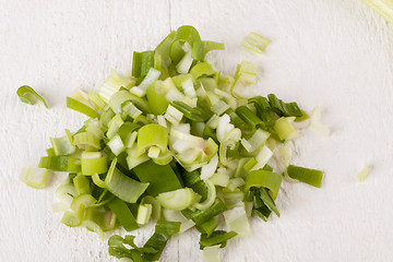 Image showing Diced fresh leeks