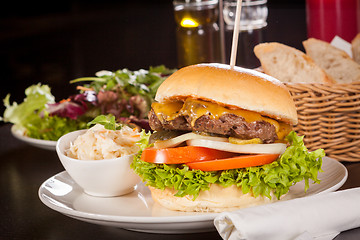 Image showing Cheeseburger with cole slaw 