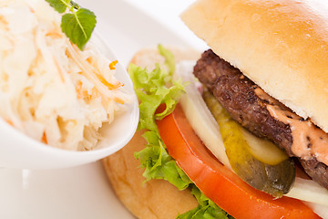 Image showing Cheeseburger with cole slaw 