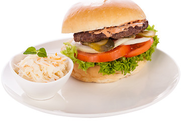 Image showing Cheeseburger with cole slaw 