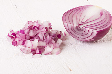 Image showing Fresh finely diced red onion