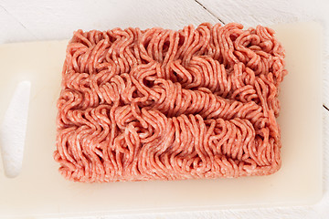 Image showing Block of commercial beef mince from a store