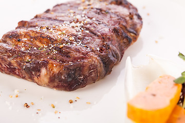 Image showing Grilled beef steak with seasoning