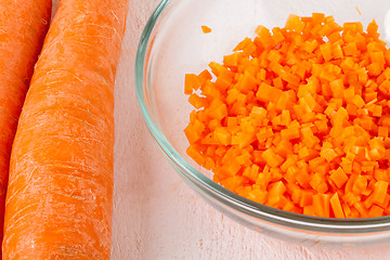 Image showing Finely diced fresh carrots