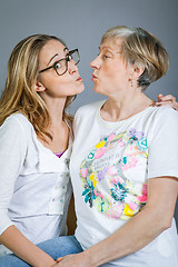 Image showing Loving grandmother and granddaughter