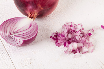 Image showing Fresh finely diced red onion