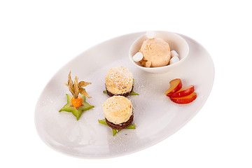 Image showing Gourmet coffee blanc mange with gooseberry