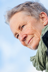 Image showing happy grey-haired elderly woman senior outdoor