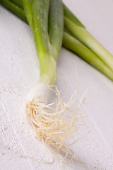 Image showing Bunch of fresh leeks or scallions