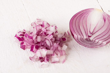 Image showing Fresh finely diced red onion