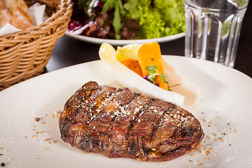 Image showing Grilled beef steak with seasoning